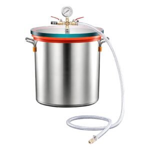 9 Gallon Vacuum Chamber, Stainless Steel, Vacuum Degassing Chamber with Tempered Glass Lid, Hose, Air Filter, for Resin Casting, Stabilizing Wood, Degassing Silicone, Epoxies, Essential Oils