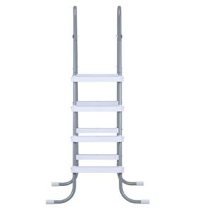 Above Ground Pool Ladder, 4-Step Steel A-Frame Swimming Pool Stairs for 48 in High Wall, 300 lbs Capacity Entry/Exit Steps with Secure Non-Slip Sturdy Wide Step, Easy Setup, Gray & White