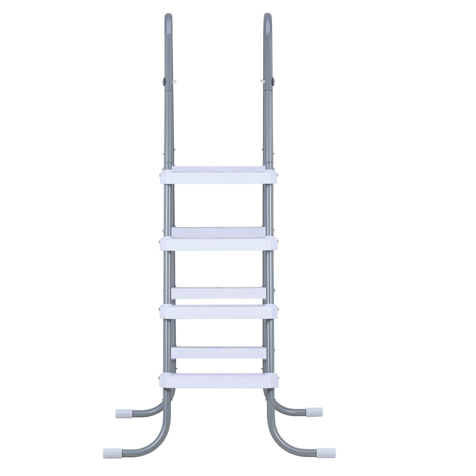 above ground pool ladder, 4 step steel a frame swimming pool stairs for 48 in high wall, 300 lbs capacity entry/exit steps with secure non slip sturdy wide step, easy setup, gray & white