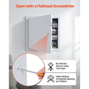 access panel for drywall, 13.3 x 13.3 in galvanized steel access door, easy install hinged service panel with screwdriver latch, for ceiling plumbing electrical, 12.4 x 12.4 in cutout size white