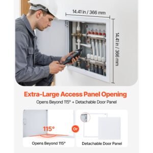 access panel for drywall, 15.2 x 15.2 in galvanized steel access door, easy install hinged service panel with screwdriver latch, for ceiling plumbing electrical, 14.4 x 14.4 in cutout size white