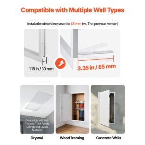 access panel for drywall, 25.3 x 13.3 in galvanized steel access door, easy install hinged service panel with screwdriver latch, for ceiling plumbing electrical, 12.4 x 24.4 in cutout size white
