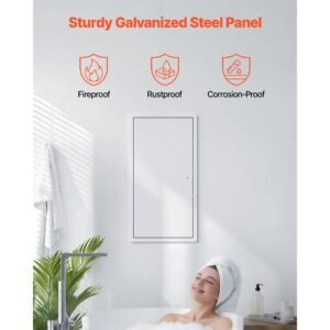access panel for drywall, 25.3 x 13.3 in galvanized steel access door, easy install hinged service panel with screwdriver latch, for ceiling plumbing electrical, 12.4 x 24.4 in cutout size white