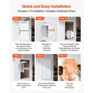 access panel for drywall, 25.3 x 13.3 in galvanized steel access door, easy install hinged service panel with screwdriver latch, for ceiling plumbing electrical, 12.4 x 24.4 in cutout size white