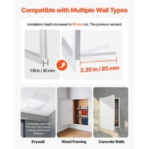access panel for drywall, 25.3 x 17.2 in galvanized steel access door, easy install hinged service panel with screwdriver latch, for ceiling plumbing electrical, 16.4 x 24.4 in cutout size white