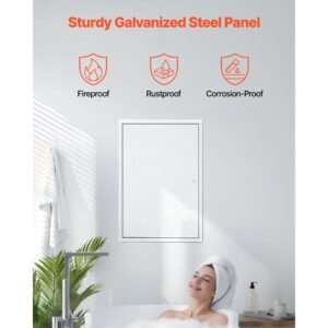access panel for drywall, 25.3 x 17.2 in galvanized steel access door, easy install hinged service panel with screwdriver latch, for ceiling plumbing electrical, 16.4 x 24.4 in cutout size white