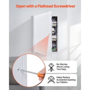 access panel for drywall, 25.3 x 17.2 in galvanized steel access door, easy install hinged service panel with screwdriver latch, for ceiling plumbing electrical, 16.4 x 24.4 in cutout size white