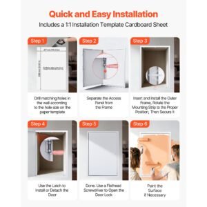 access panel for drywall, 25.3 x 17.2 in galvanized steel access door, easy install hinged service panel with screwdriver latch, for ceiling plumbing electrical, 16.4 x 24.4 in cutout size white