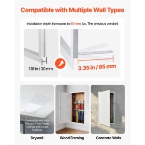 access panel for drywall, 30.3 x 15.2 in galvanized steel access door, easy install hinged service panel with screwdriver latch, for ceiling plumbing electrical, 14.4 x 29.4 in cutout size white
