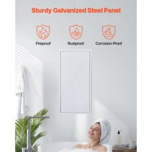 access panel for drywall, 30.3 x 15.2 in galvanized steel access door, easy install hinged service panel with screwdriver latch, for ceiling plumbing electrical, 14.4 x 29.4 in cutout size white