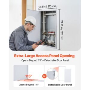 access panel for drywall, 30.3 x 15.2 in galvanized steel access door, easy install hinged service panel with screwdriver latch, for ceiling plumbing electrical, 14.4 x 29.4 in cutout size white