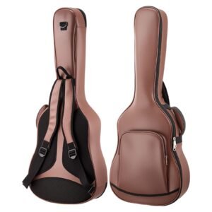 Acoustic Guitar Hard Case, 47.1 Inch, Hard-Shell Protective Travel Carrying Case with Accessory Compartment, Foam Padding, Portable Handle, Shoulder Straps, for 41 Inch Acoustic Guitars, Brown