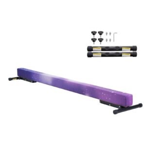 Adjustable Balane Beam for Kids, 8FT Gymnastics Beam, High and Low Floor Beams of 5 Adjustable Heights for All Gymnastic Levels, Professional Gymnastic Equipment for Home and Gym Center, Galaxy
