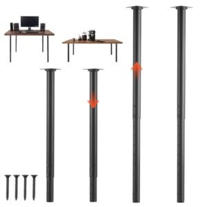 Adjustable Table Legs, 24-40 in Round Steel Furniture Legs, 1200 lbs Max Load Heavy Duty, Quick Installation, Ideal for Home Office Desk DIY, Coffee Dinner Bar Tables, Workbenches, 4 PCS, Black