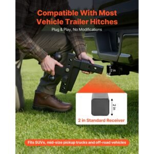 adjustable trailer hitch, fit 2 inch receiver, trailer hitch mount with 2 inch & 2 5/16 inch balls, 15000 lbs gtw, 6 inch drop, towing ball mounts for rvs, off road vehicles and trucks, black