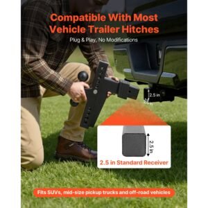 adjustable trailer hitch, fit 2.5 inch receiver, trailer hitch mount with 2 inch & 2 5/16 inch balls, 18500 lbs gtw, 10 inch drop, towing ball mounts for rvs, off road vehicles and trucks, black