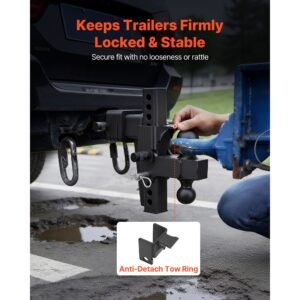 adjustable trailer hitch, fit 2.5 inch receiver, trailer hitch mount with 2 inch & 2 5/16 inch balls, 21000 lbs gtw, 9 inch drop, towing ball mounts for rvs, off road vehicles and trucks, black
