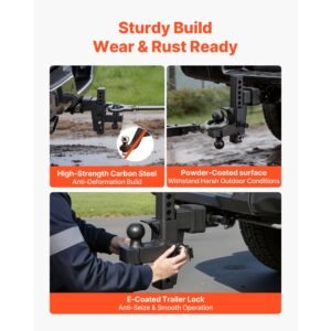 adjustable trailer hitch, fit 2.5 inch receiver, trailer hitch mount with 2 inch & 2 5/16 inch balls, 21000 lbs gtw, 9 inch drop, towing ball mounts for rvs, off road vehicles and trucks, black