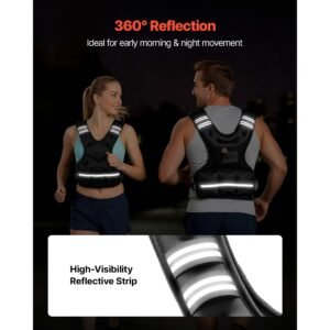 adjustable weighted vest, 20 32 lbs comfortable x shape body weight vest set with 6 weight packs and reflective stripe, for men women, workout equipment for strength training running jogging