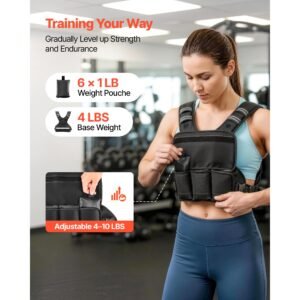adjustable weighted vest, 4 10 lbs comfortable x shape body weight vest set with 6 weight packs and reflective stripe, for men women, workout equipment for strength training running jogging