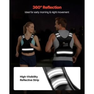 adjustable weighted vest, 4 10 lbs comfortable x shape body weight vest set with 6 weight packs and reflective stripe, for men women, workout equipment for strength training running jogging