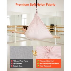 aerial yoga hammock, 300 lbs load aerial silk, yoga swing with nylon fabric, pe zipper bag for parent child interaction, strengthen muscles & improve practice, hammock and swing combo