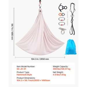 aerial yoga hammock, 300 lbs load aerial silk, yoga swing with nylon fabric, pe zipper bag for parent child interaction, strengthen muscles & improve practice, hammock and swing combo