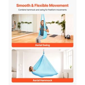 aerial yoga hammock, maximum 300 lbs load aerial silk, yoga swing with nylon fabric, daisy rope, pe zipper bag, gymnastics swings suitable for men and women, dual function hammock & swing