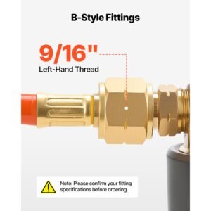 air acetylene torch hose, 1/8 inch x 12ft acetylene welding hose with 9/16" lh b type fittings, ah 12 r grade welding torch hoses compatible with ar b/ar mc regulators
