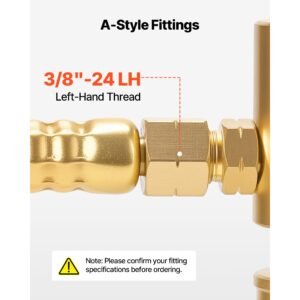 air acetylene torch hose, 3/16 inch x 12ft acetylene welding hose with 3/8" 24 lh a type fittings, ah 12 r grade welding torchs hose compatible with ar b/ar mc regulators