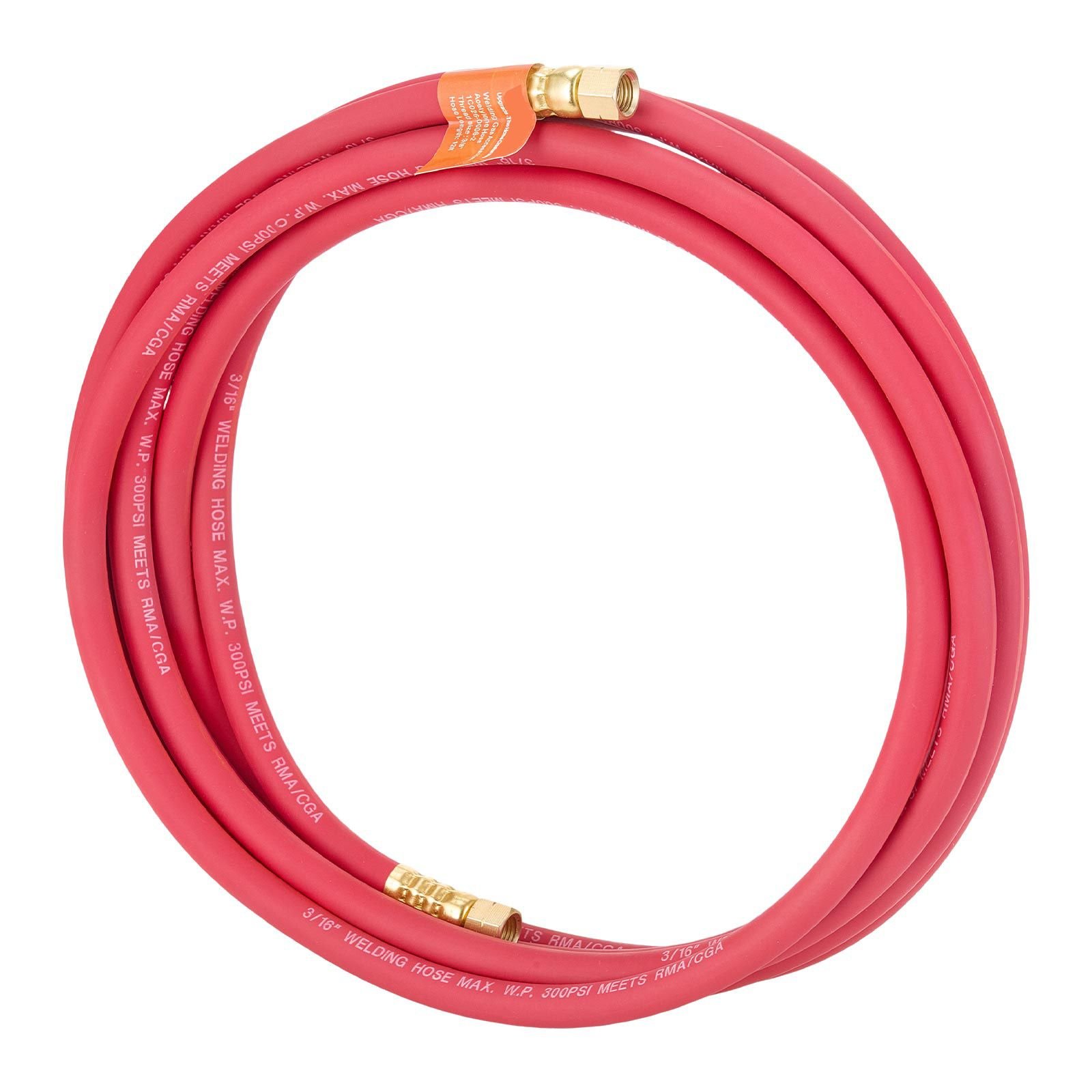air acetylene torch hose, 3/16 inch x 12ft acetylene welding hose with 3/8" 24 lh a type fittings, ah 12 r grade welding torchs hose compatible with ar b/ar mc regulators