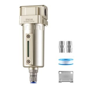 Air Compressor Filter, 1/2" NPT Air-Dryer for Compressor with 5μm Brass Filter Element, Auto-Drain Air Compressor Water Separator 175 PSI Max Working Pressure, Aluminum Alloy Bowl