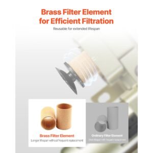 Air Compressor Filter Regulator, 3/8" NPT Dual Stage Air-Drying System with 25μm + 5μm Brass Filter Element, Semi-Auto Drain Air Compressor Water Separator 145PSI Max Working Pressure, Poly Bowl