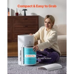 air purifier replacement filter, h13, 3 in 1 compact & lightweight replacement filter with sturdy pp pre filter, easy to grab purifier filter with activated carbon, fit for cylindrical purifier