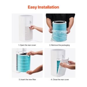 air purifier replacement filter, h13, 3 in 1 compact & lightweight replacement filter with sturdy pp pre filter, easy to grab purifier filter with activated carbon, fit for cylindrical purifier