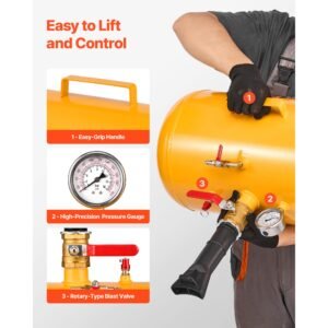 air tire bead seater, 10 gal / 37.9 l, heavy duty tire bead blaster tool, 87 116 psi operating pressure, air trigger seating inflator for atv, tractor, pickup, truck, jeep, rv, utv, yellow