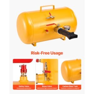 air tire bead seater, 10 gal / 37.9 l, heavy duty tire bead blaster tool, 87 116 psi operating pressure, air trigger seating inflator for atv, tractor, pickup, truck, jeep, rv, utv, yellow
