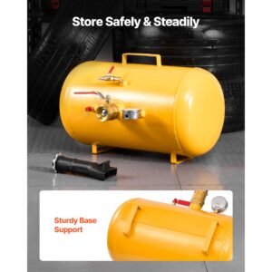 air tire bead seater, 10 gal / 37.9 l, heavy duty tire bead blaster tool, 87 116 psi operating pressure, air trigger seating inflator for atv, tractor, pickup, truck, jeep, rv, utv, yellow