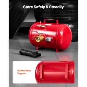 air tire bead seater, 5 gal / 18.9 l, heavy duty tire bead blaster tool, 87 116 psi operating pressure, air trigger seating inflator for pickup, truck, atv, jeep, van, lawn tractor, rv, red