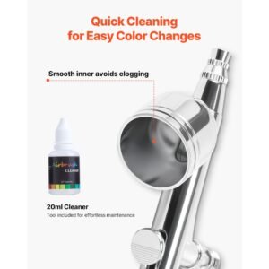 airbrush kit, 1/6 hp, air brush kit with air compressor and tank, 1 dual action professional airbrush with 3 tips, acrylic paint, low noise, for cake decorating, model painting, nail art