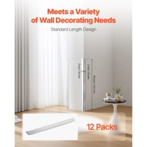alluminum alloy wall corner protector, 2 x 2 x 48 inch, 12 pack metal corner guards, edge trim protector 90 degree angle l shape for home,office,commercial wall protection, with 3m tape