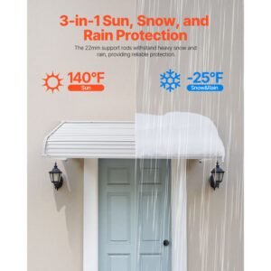 aluminum awning 60 x 42 in, durable window awning door canopy, lightweight and stable aluminum awnings for doors exterior rain snow sunlight protection for door entrance windows patio porch