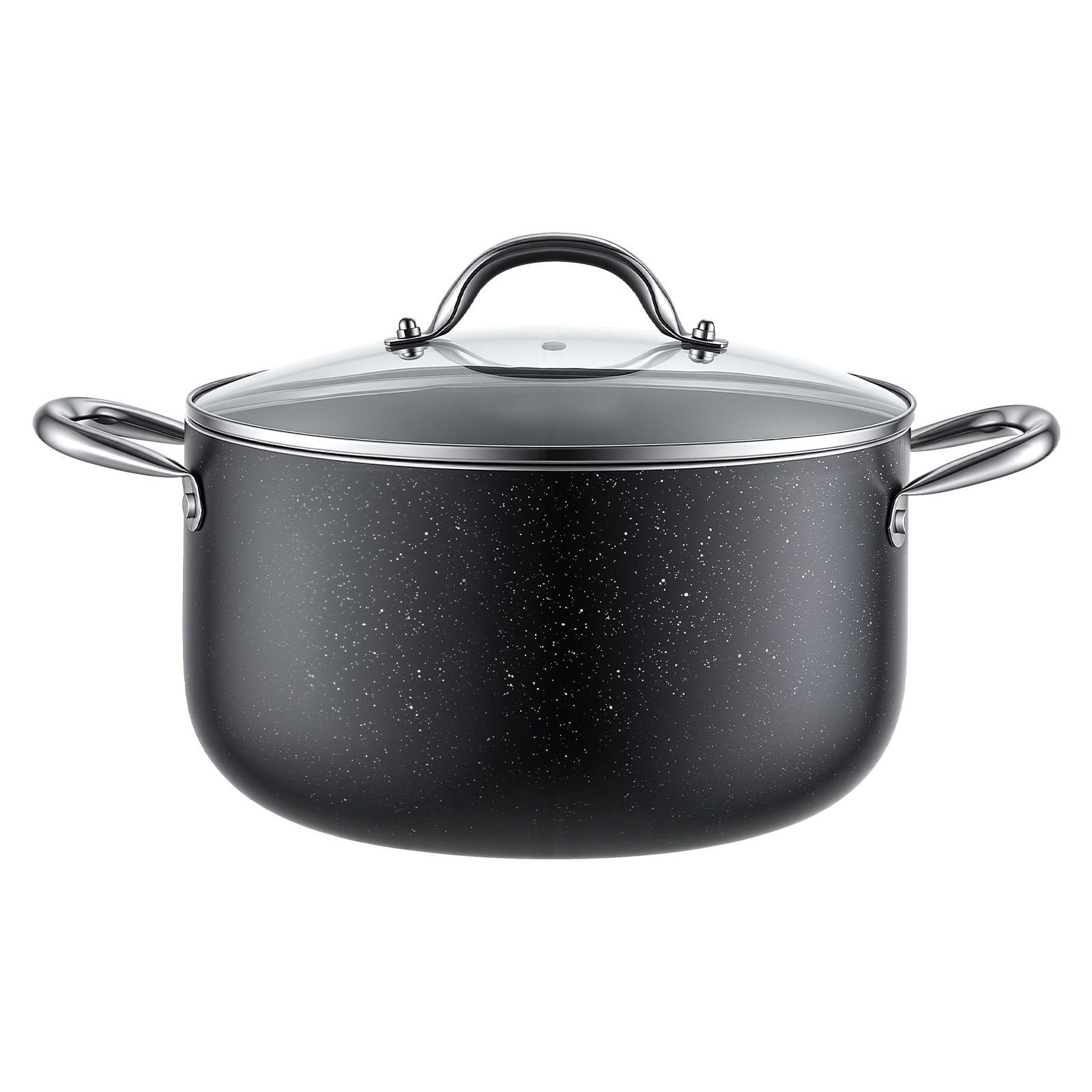 aluminum stock pot, 8 quart nonstick ceramic coated pot with glass lid, pfoa free, pfas free, compatible with gas stoves, induction cooktops, electric stoves, for soups, stews, and pasta