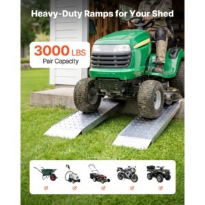 aluminum trailer ramps, 2pcs 39 x 12 in, heavy duty atv ramp set with anti slip plates, 3000lbs combined capacity loading ramps for motorcycles, lawn mowers, farm tractors, carts