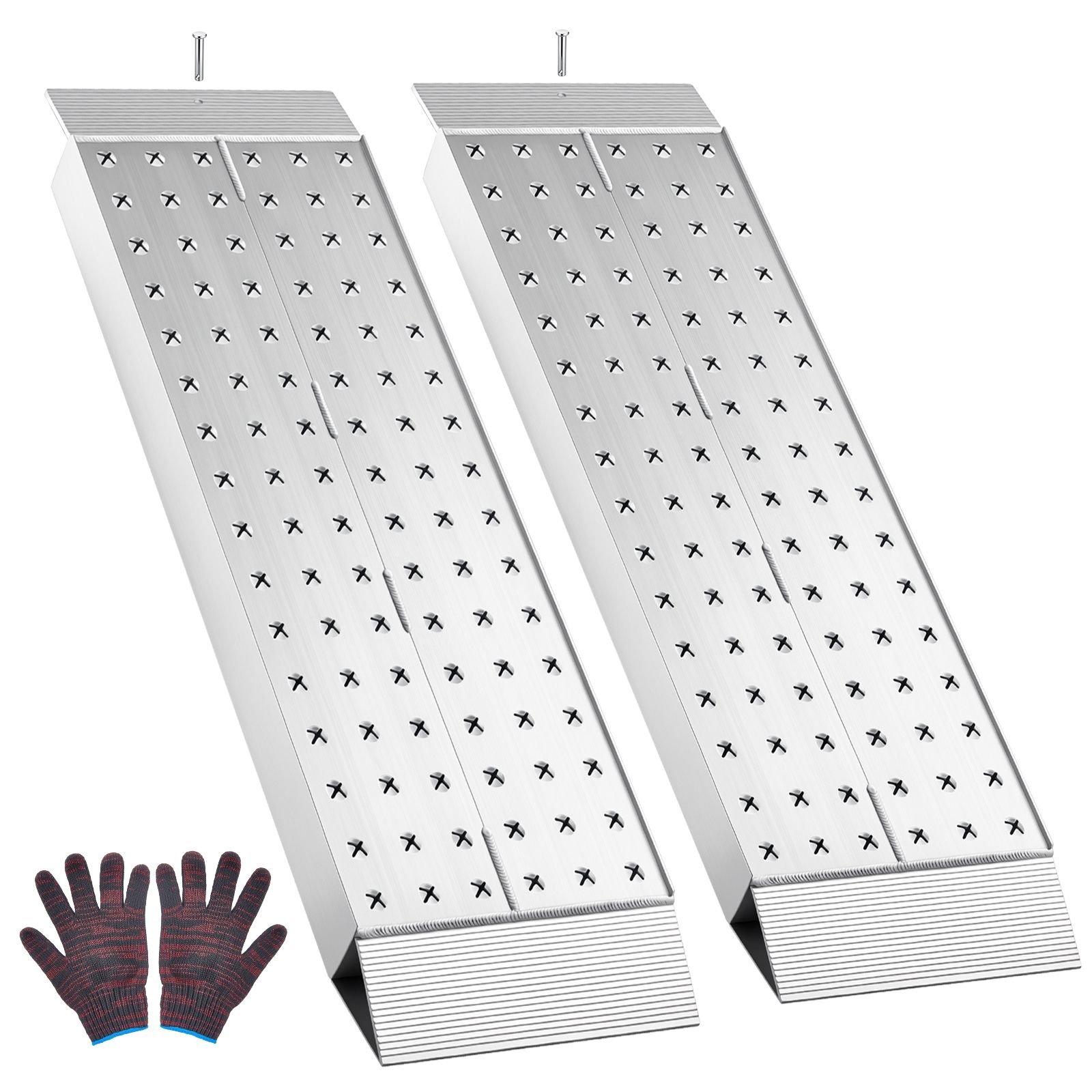aluminum trailer ramps, 2pcs 39 x 12 in, heavy duty atv ramp set with anti slip plates, 3000lbs combined capacity loading ramps for motorcycles, lawn mowers, farm tractors, carts