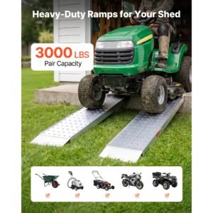 aluminum trailer ramps, 2pcs 55 x 12 in, heavy duty atv ramp set with anti slip plates, 3000lbs combined capacity loading ramps for motorcycles, lawn mowers, farm tractors, carts
