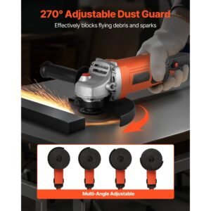 angle grinder, 7" electric grinder power tool, 13amps 8500rpm high speed corded angle grinders with 270° adjustable dust guard for metal grinding, cutting, rust removal (disc not included)