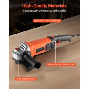 angle grinder, 7" electric grinder power tool, 13amps 8500rpm high speed corded angle grinders with 270° adjustable dust guard for metal grinding, cutting, rust removal (disc not included)