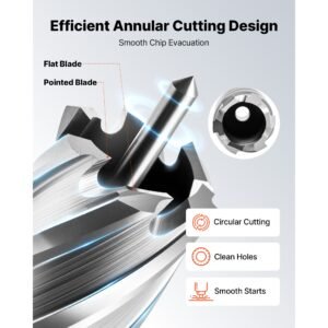 annular cutter set, 13 pcs universal shank mag drill bits kit, 2" cutting depth, 7/16" to 1 1/16" cutting diameter, hss, 11 drill bits with 2 pilot pins, plastic case, for magnetic drills, steel
