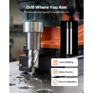 annular cutter set, 13 pcs universal shank mag drill bits kit, 2" cutting depth, 7/16" to 1 1/16" cutting diameter, hss, 11 drill bits with 2 pilot pins, plastic case, for magnetic drills, steel